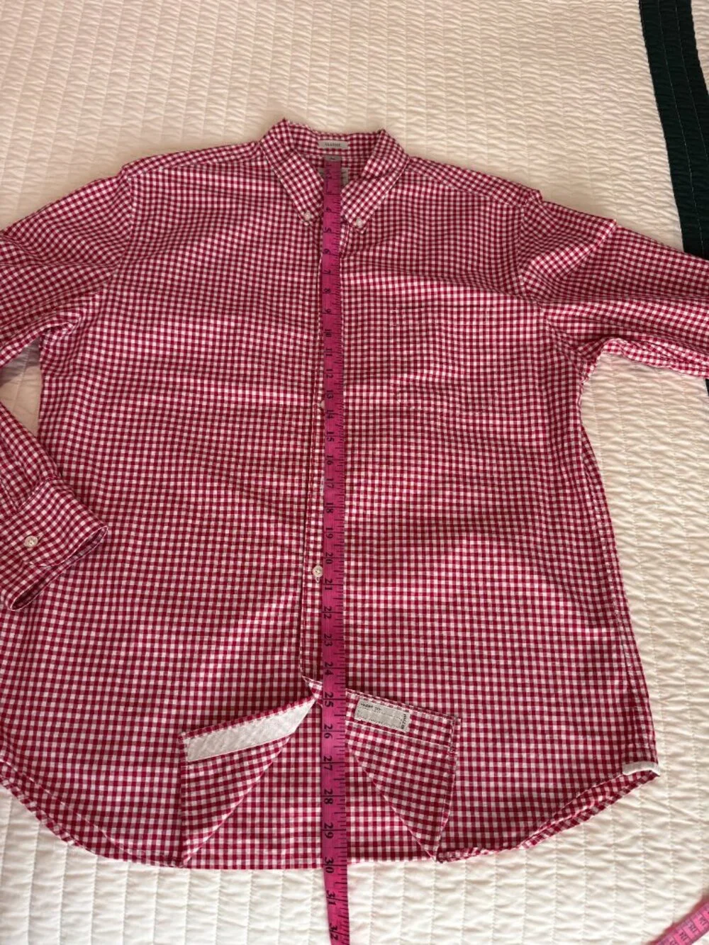 J. Crew Mens Classic L Red/White Gingham Long Sleeve Button Down.